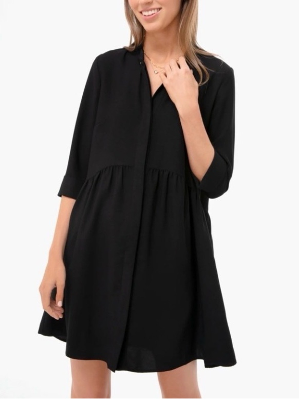 Tuckernuck Black Button-Front Mini Babydoll Dress B3